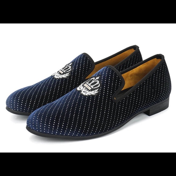 blue velvet loafer